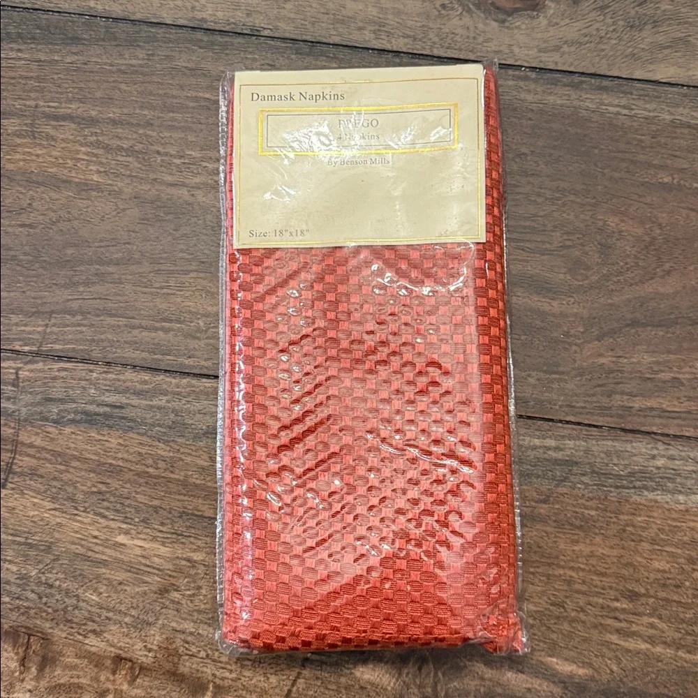 Damask Napkins~Prego~18x18 Orange Rust~Set of 4